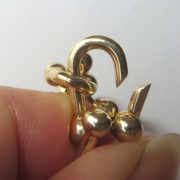 Stirrup 14K Solid Yellow Gold U Link Bracelet - Picture 8 of 15